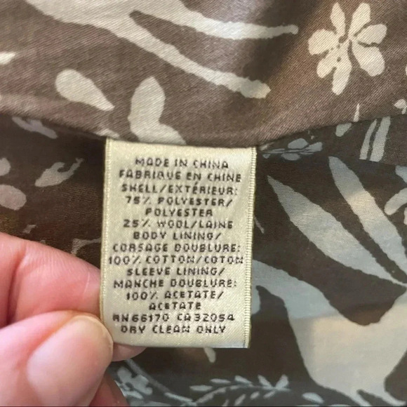 Elevenses Anthropologie Brown Wool Ruffle Collar Blazer Size 6 - Picture 7 of 7